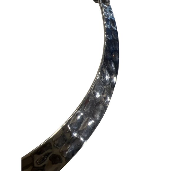 Hammered Silver Tone Metal Collar Necklace Articulated Choker Regal Adj 16" + 3" - Picture 2 of 4